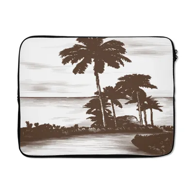Produktbild von MuchoWow® Laptop Hülle 17 Zoll Laptoptasche Palme - Meer - Weg - Zipper - Schutzabdeckung