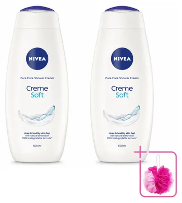 Zdjęcie produktu dla 2 opakowania produktu NIVEA Douchecreme Soft z olejem migdałowym - 500 ml - zestaw ekonomiczny - 2 sztuki