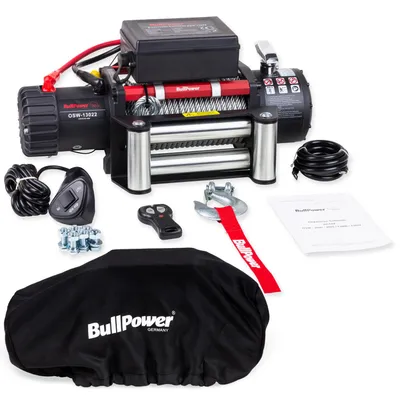 Produktbild von Elektrische Seilwinde Offroad 4x4 Motorwinde Seilzug 12V 13000lbs - 5900kg OSW-13022 Matt + Schutzhülle