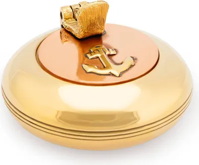 Produktbild von 5cm Klappascher aus Messing massiv gold Kupferdeckel Anker Aschenbercher maritim