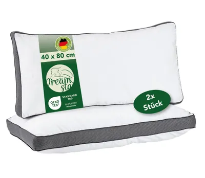 Produktbild von Wohlfühlkissen | 2er Set 40 x 80 cm |  Kopfkissen für Allergiker geeignet | waschbar | DREAMSTAR