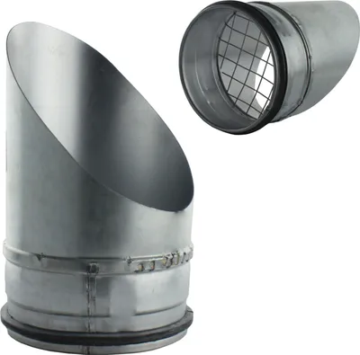 Produktbild von Aussenhaube Ausblasstutzen 45° Abluft Zuluft EPDM Dichtung Wetterschutz Gitter Ø 100 mm