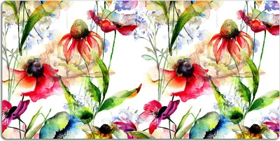 Produktbild von Schreibtischmatte Tischunterlage 120x60 cm Mauspad - Farbige Blumen