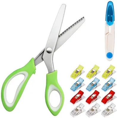 Productafbeelding van Professionele textielschaar van roestvrij staal - 12 veiligheidsspelden - Hobbyknipsel - Inclusief veiligheidsspelden - Professionele schaar