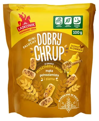 Produktbild von Lajkonik Dobry Chrup Mini-Brotsticks Senf-Honig-Geschmack 100 g
