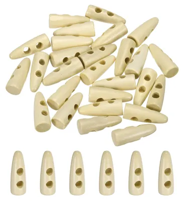 Holz-Knöpfe, 24 Stk., 3 cm, 2-Loch, Olivenholz, Beige