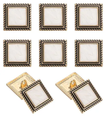 Image de Boutons métalliques carrés avec œillet - Lot de 10 pièces à coudre - Pour vêtements et travaux manuels - 18 mm, couleur or blanc