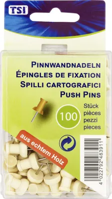 Zdjęcie produktu dla TSI pinezki do tablicy drewniane 100 wiszące pudełko