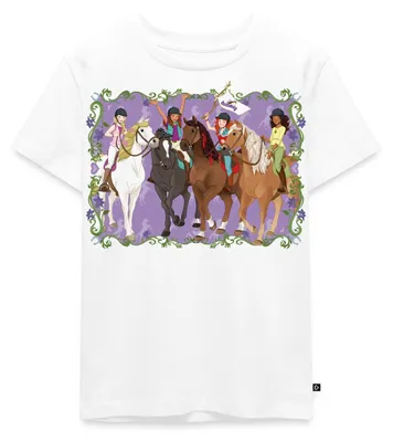 Produktbild von Spreadshirt Schleich Horse Club Lisa Sarah Sofia Hannah reiten Kinder Premium T-Shirt, 122/128 (6 Jahre), Weiß