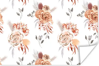 Produktbild von MuchoWow® Poster Blumen - Blätter - Bohème - Weiß 180x120 cm - Fotoplakat