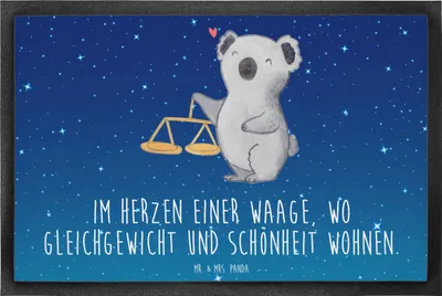 Produktbild von Mr. & Mrs. Panda Bodenvorleger Waage Astrologie 60 x 90 cm - Sternenhimmel Blau - Geschenk, fußmatte, Schmutzfangmatte, Sternzeichen, Tierkreiszeichen, hausmatte