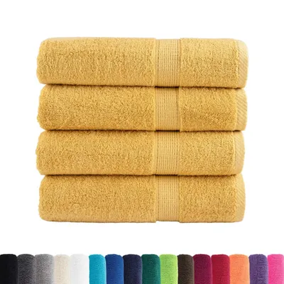 Image de vidaXL Serviettes de bain SOLUND Premium, lot de 4, dorées, 100 x 150 cm, 600 g/m²