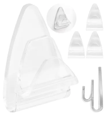 Selbstklebende Haken, 4 Stück, transparent, 500 g Tragkraft, Kunststoff