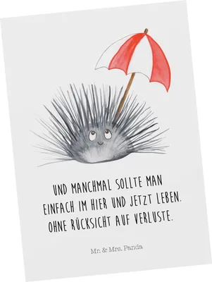 Produktbild von Mr. & Mrs. Panda Postkarte Seeigel - Weiß - Geschenk, Ansichtskarte, Postkarten, Meer, Grußkarte, Achtsamkeit, einzelkarte, Lebe, Selbstliebe, Ansichtskarten, Leben