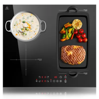 Produktbild von Induktionskochfeld, Einbau, 60 cm, 6000 W, 4 Kochzonen mit Flexzone, Mikrokristallglas, Schwarz