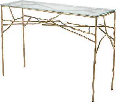 Produktbild von Casa Padrino Luxus Konsolentisch Gold 118 x 34,5 x H. 78,5 cm - Konsole mit Glasplatte - Luxus Möbel