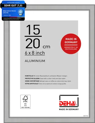 Produktbild von DEHA Design Aluminium Portraitrahmen, Bilderrahmen Boston, 15x20 cm, Silber Matt