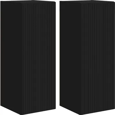 Image de vidaXL Meuble TV mural 2 pcs Noir 30 x 31 x 80 cm Bois composite
