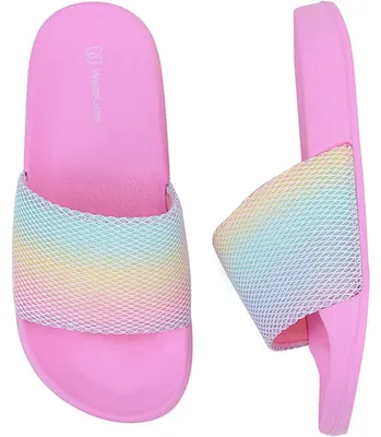 Produktbild von Badelatschen Kinder Sommer Hausschuhe Badeschlappen Jungen Mädchen rutschfest Dusch Badeschuhe Strand Sandalen 34/35 EU Regenbogen