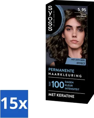 Produktbild von SYOSS – Permanente Coloration 5-95 – Haarfärbemittel – Permanente Haarfärbung – Kühles Hellbraun – Grauabdeckung – Reduziert Haarbruch - Vorteilspack - 15 Stücke