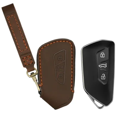 Produktbild von kwmobile Echtleder Schlüsselhülle für VW Golf 8 3-Tasten Autoschlüssel Hülle - Premium Autoschlüssel Hülle - Schlüssel Cover für Smart Key - Leder Key
