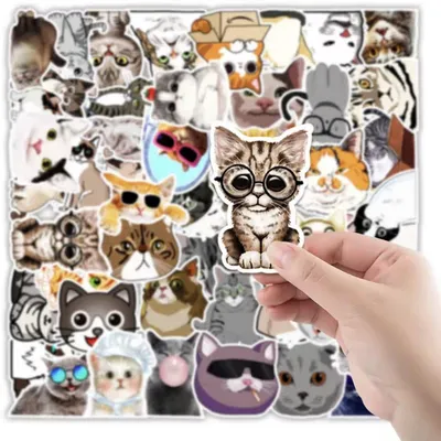 Produktbild von CHPN – Katzenaufkleber – Lustige Katzenaufkleber – 50 Stück – Laptop-Aufkleber – Katzenliebhaber – Katzen – Tagebuch
