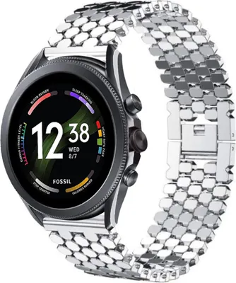 Produktbild von Strap-it Stahlarmband - Kompatibel mit Fossil Gen 6Armband 44mm Fossil uhrenarmband Fossil ersatzarmband Edelstahl für Smartwatch 22mm Armband Silber 22mm