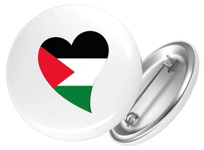 Produktbild von Huuraa Button Palästina Flagge Herz 25mm rund mit Sicherheitsnadel Ansteckbutton Geschenkidee