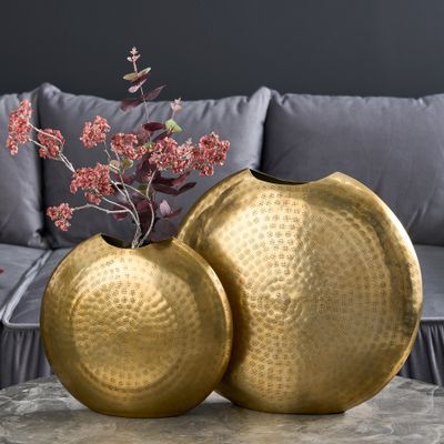 riess-ambiente Elegantes Vasen 2er Set ORIENTAL 44cm gold im Grid Hammerschlag Design Blumenvase Dekovase Dekoration