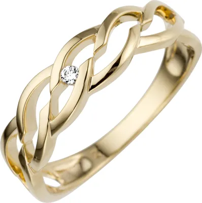Produktbild von Gr. 56 Damen Ring 585 Gold Gelbgold 1 Diamant Brillant 0,02ct.