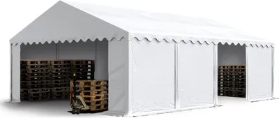Produktbild von TOOLPORT Lagerzelt 5x8 m Zelthalle Unterstand Weidezelt PVC Plane 700 N wasserdicht in weiß