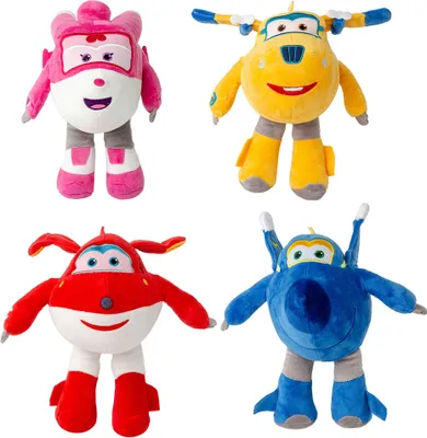 Obrázok produktu pre Sada plyšových hračiek Super Wings: JEROME (žltý), DONNIE (žltý), DIZZY (ružový), JETT (červený)