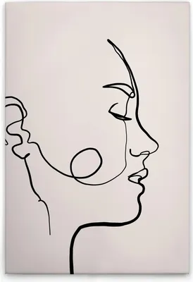 Produktbild von TADESSI Leinwandbild Gesicht Oneliner - Wandbild 30 x 45 cm - Kunstdruck auf Leinwand in Creme Schwarz - M1-No.51366