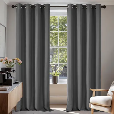 Produktbild von Verdunkelungsvorhang Kälteschutz Gardinen Schlafzimmer Blickdicht 220x140 cm Hellgrau 2er Set