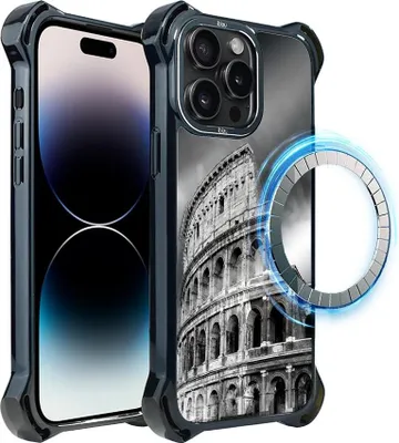 Produktbild von Schutzhülle für das iPhone 14 Pro, MagSafe-kompatibel, verstärkte Ecken, schwarz, Kolosseum