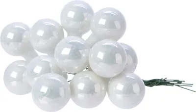 Produktbild von Weihnachtskugeln am Draht 2cm Glas 12 Stück - Winterweiß glänzend
