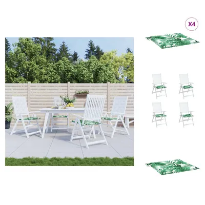 Image de vidaXL Coussin de chaise 4 pcs. Motif de feuilles 40x40x3 cm Tissu - Coussin d'assise