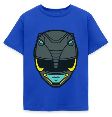 Produktbild von Spreadshirt Power Rangers Schwarzer Ranger Helm Kinder T-Shirt, 122/128 (7-8 Jahre), Royalblau