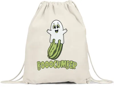 Produktbild von Booocumber Gurkenmotiv Turnbeutel Geschenkidee Halloween Geist Gemüse