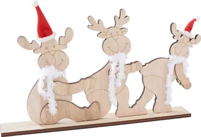 Produktbild von VBS Holz-Steckmotiv "Elchtrio mit Mütze und Schal", 13-tlg.