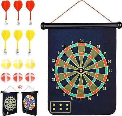 Produktbild von Famanu Dartboard Magnetisch - Doppelseitig mit 6 Darts und 6 Bällen