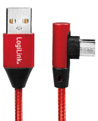 Zdjęcie produktu dla LogiLink CU0149, 0,3 m, USB A, Micro-USB B, USB 2.0, 0,48 Gbit/s, Czerwony