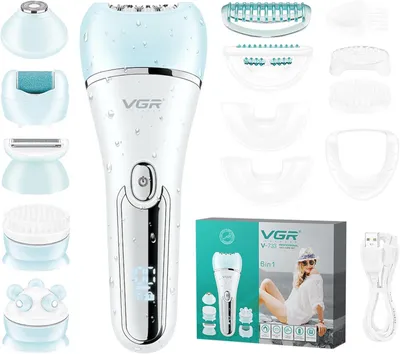 Produktbild von 6 in 1 Kabelloser und Wiederaufladbarer Epeliergerät, Damen Rasier und Gesichtsepilierer, Nass und Trockenepilierer für Gesicht, Beine, Achseln