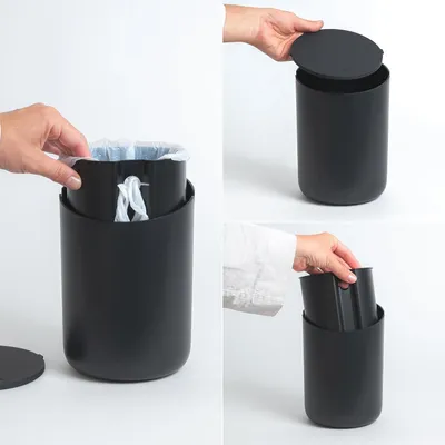 Produktbild von Mini Kosmetikeimer - Abfalleimer für Badezimmer & Küche - Schwarz - 1,5L