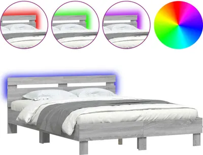 Immagine prodotto di vidaXL Struttura letto con testiera illuminazione LED Grigio Sonoma 140x200 cm