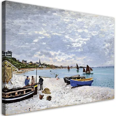 Produktbild von Leinwandbild  Strand bei Sainte Adresse - Claude Monet 120x80 Feeby Bunt bild für die wand bereit zum aufhängen