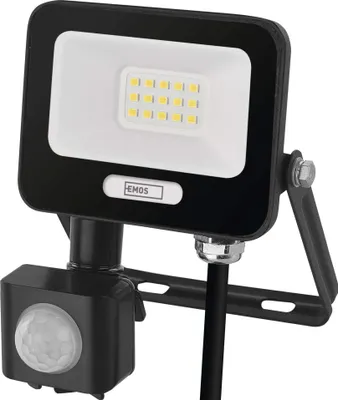 LED reflektor GLARO s pohybovým čidlem, 10 W, černý, IP54, 1000 lm, neutrální bílá