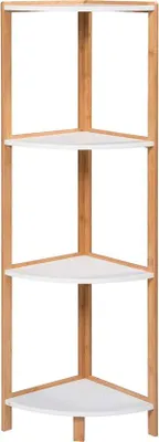 Zdjęcie produktu dla Półka łazienkowa z bambusa i MDF, 30 x 30 x 115 cm, 4-poziomowa, półka kuchenna, drewno bambusowe