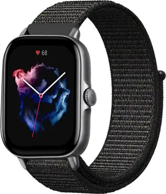 Produktbild von Strap-it Amazfit GTS 3 Nylonarmband (Schwarz)