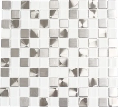 Produktbild von Aluminiummosaik XAM A441 weiß/silber glänzend 32,7x30,2 cm
